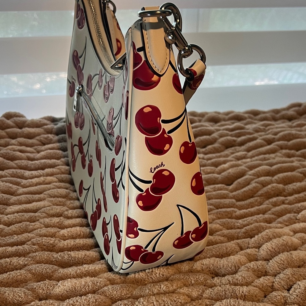 Coach Cherry Print Shoulder Bag - Cream and Red - Picture 4 of 7